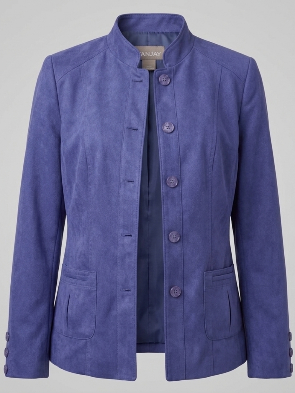 TanJay Velvet Purple blue Women's Business Casual Office Exotic Blazer Size 8